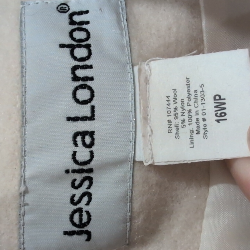 🤍 Jessica London Long Cream Wool-Blend Coat (16WP) - Picture 3 of 3